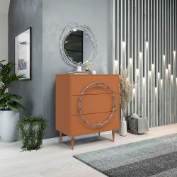 Комод Арт Колор matte Классик Сильвер с 3 ящиками Томленый оранжевый матовый