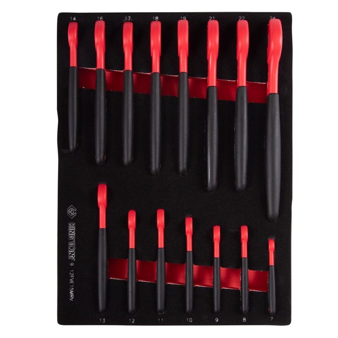 KING TONY (9-12FVE15MRV) Набор рожковых диэлектрических ключей, 7-24 мм, ложемент, 15 предметов