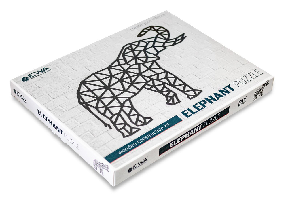 Деревянный декор настенный, панно, сборная модель EWA Design Слон