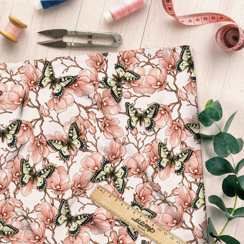 Ткань шелк Армани винтажные бабочки