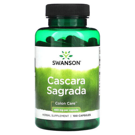Для пищеварительной системы Swanson, Cascara Sagrada, 450 мг, 100 капсул
