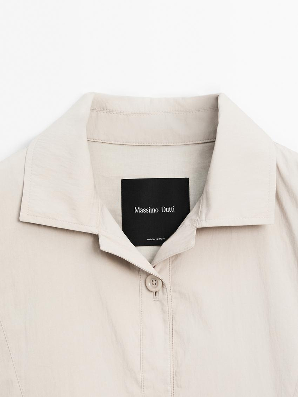 Massimo Dutti Бомбер со швами и сборкой, экрю