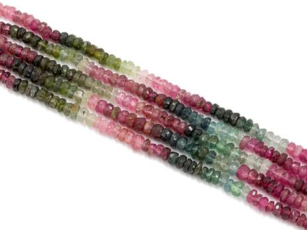 Нить бусин из турмалина 3,5-4мм, огранка, рондель