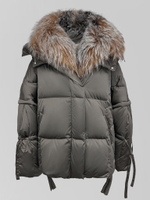 Куртка 25013 удлиненная с меховым воротником и отстегивающимися рукавами