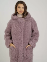 Шуба из овечьей шерсти чебурашка тедди, сиреневый, SilverFox