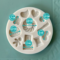 Молд силиконовый для лепки сладостей для ватной игрушки и кукол "Hello Kitty" диаметр 9 см/ Форма для полимерной глины "сладости, печенье, китти, имбирный человечек"