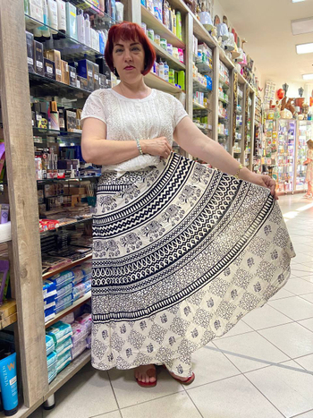 Юбка на запах хлопок слоны веточки геометрия цвет черный белый free size (40-52) Хлопок 100%