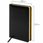 Ежедневник недатированный А5 138x213 мм BRAUBERG "Rainbow", под кожу, 136 л., черный/желтый, 113497