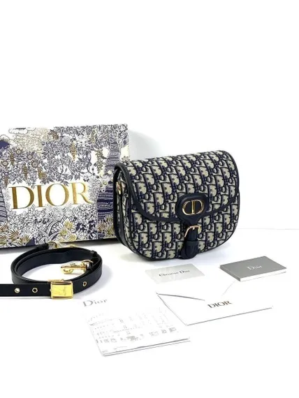 Сумка Dior Bobby синий жаккард Oblique