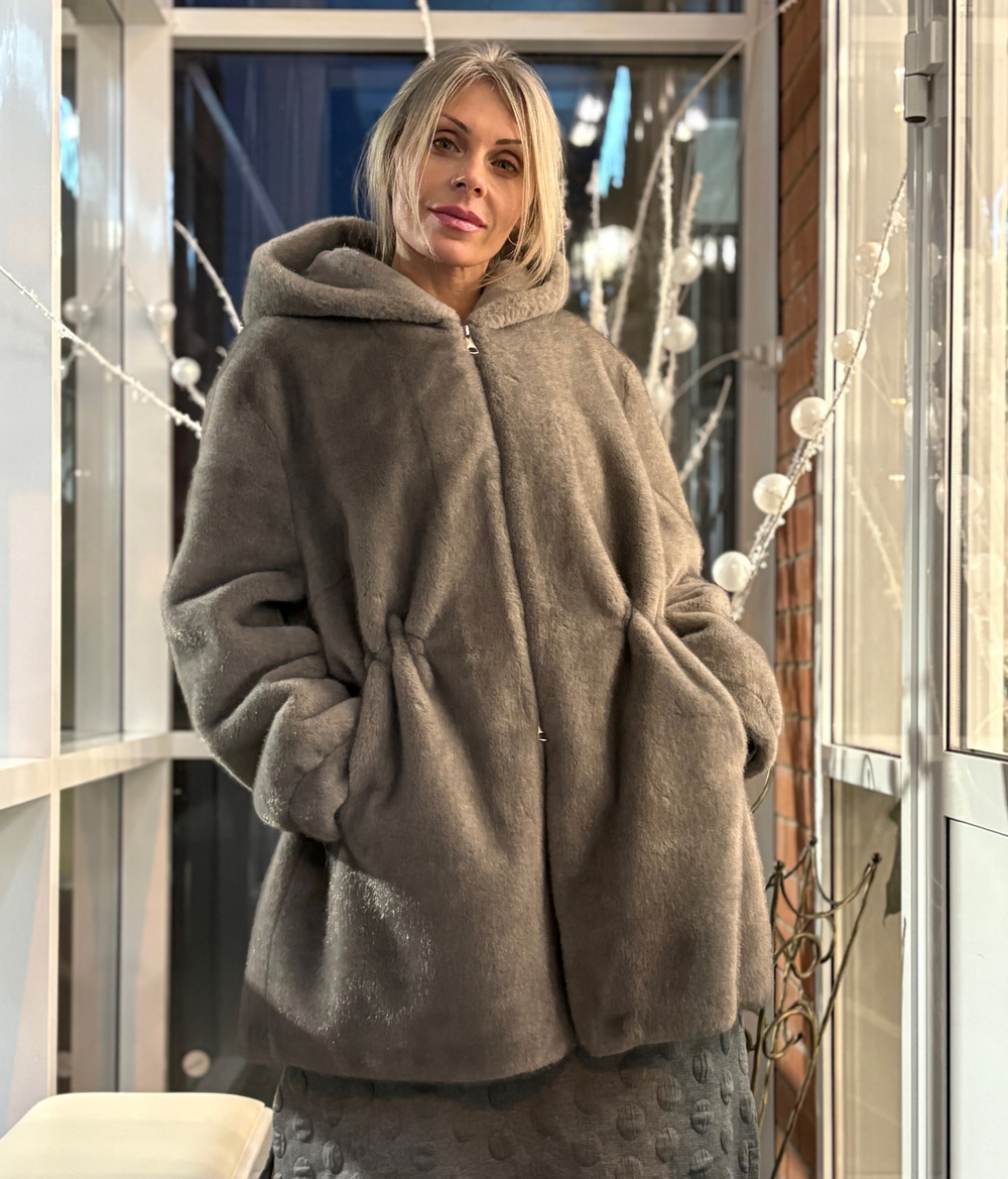 Шуба /эко мех / серая