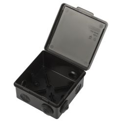 Распаячная коробка ЭРА KOR-100-100-50-8g-B открытой установки черная 100х100х50мм с гермовводами 8 вх. IP54 | 