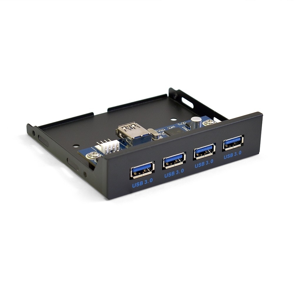Контроллер USB Exegate EX283580RUS Планка USB на переднюю панель ExeGate U3H-625, 3,5", 4*USB3.0, черная, металл, подсоединение к мат. плате