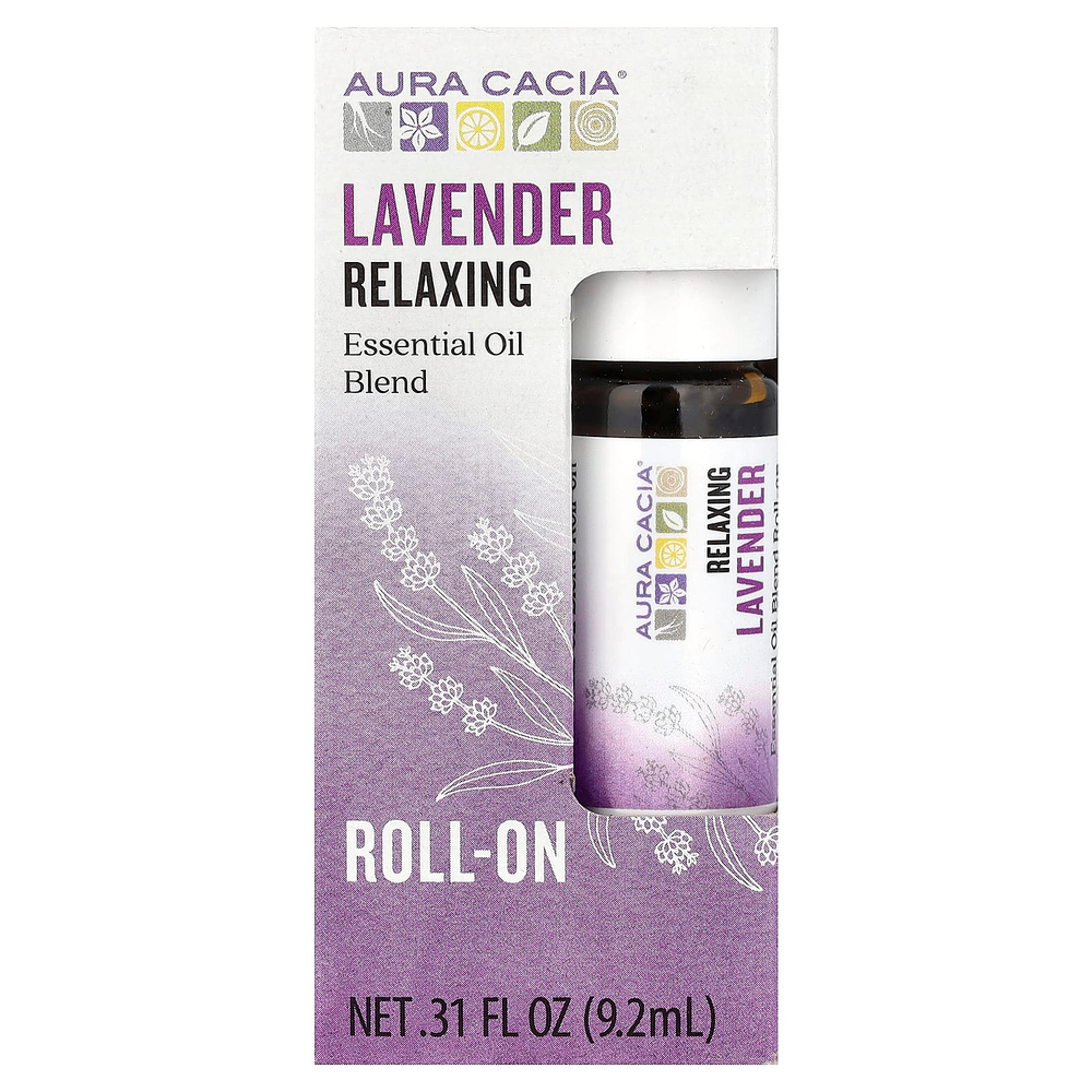 Aura Cacia, смесь эфирных масел, шариковая, лаванда, 9,2 мл (0,31 жидк. унции)
