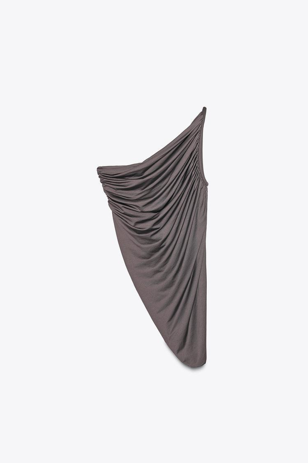 ZARA БОДИ АСИММЕТРИЧНОГО КРОЯ СО СБОРКАМИ, СЕРО-КОРИЧНЕВЫЙ