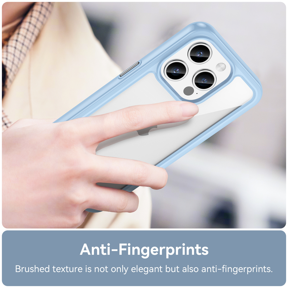 Чехол с усиленными боковыми рамками синего цвета для iPhone 15 Pro, мягкий отклик кнопок