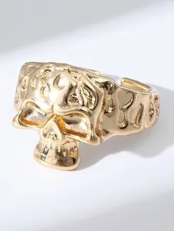 Кольцо "Настроение" череп, цвет золото, безразмерное