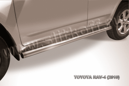 Пороги из нержавейки Toyota Rav-4 (2010-2016) d57 труба (черный цвет)