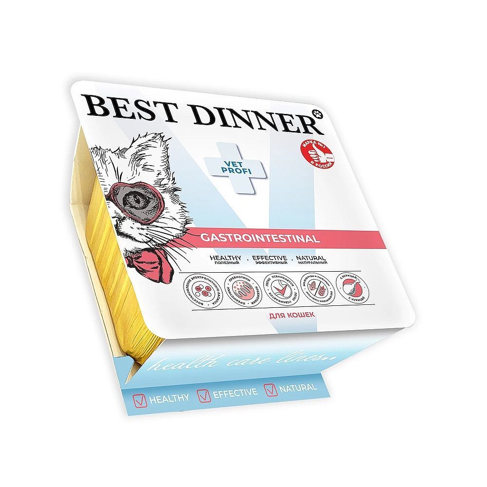 Best Dinner Vet Profi GastroIntestinal влажный корм для кошек, паштет с курицей, 100 г