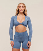 Топ GYMSHARK Adapt Animal Long Sleeve Crop Top Blue