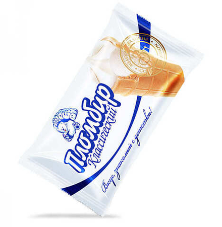 Пломбир "Золотая традиция" с ароматом ванили в вафельном стаканчике 80г. Брест