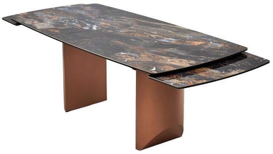 Стол ПУАНТО 200 TITANIUM LAWA NERO, керамика / МЕДЬ каркас