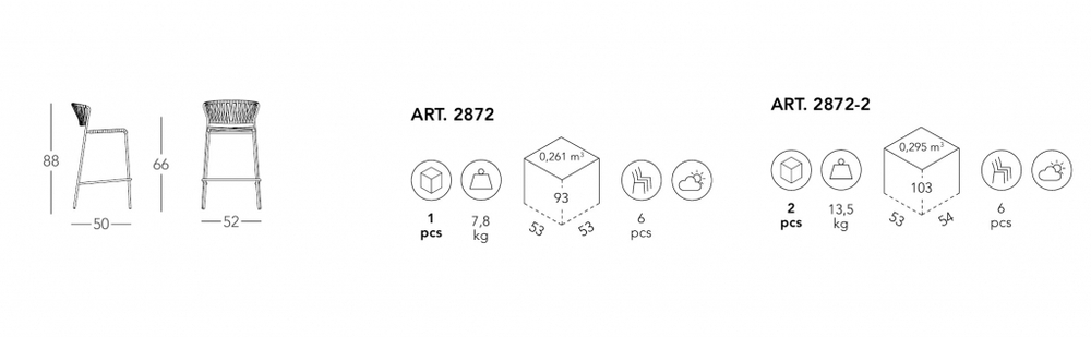 Стул полубарный плетеный Scab Design Lisa Filo, голубой, антрацит