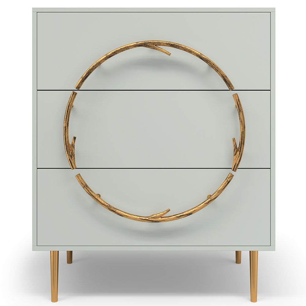 Комод Арт Колор matte Стайл Голд с 3 ящиками Серый дым матовый