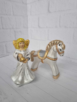 Набор ёлочных игрушек ангел и лошадка кантри