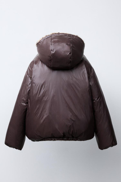 ZARA ДВУСТОРОННЯЯ КУРТКА, ТЕМНО-КОРИЧНЕВЫЙ