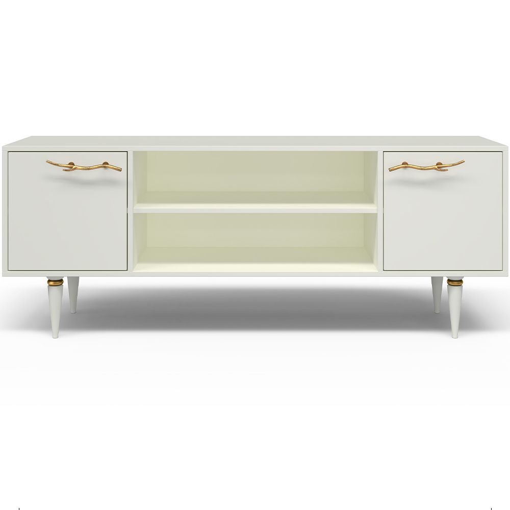 Тумба под ТВ Арт Колор matte 155см Классик Голд Белый опал матовый