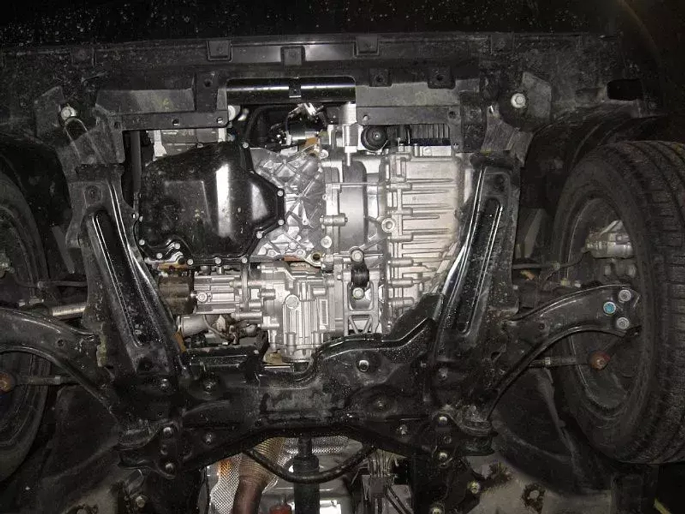 Защита картера двигателя, КПП (2 мм, сталь) для Haval F7 2019-2024 (V = 1.5; 2.0 AMT 2WD/4WD) Sheriff.28.4402