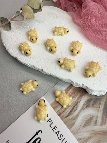 Керамические бусины "Черепашка", карамельный 12*19 мм, 5 штук