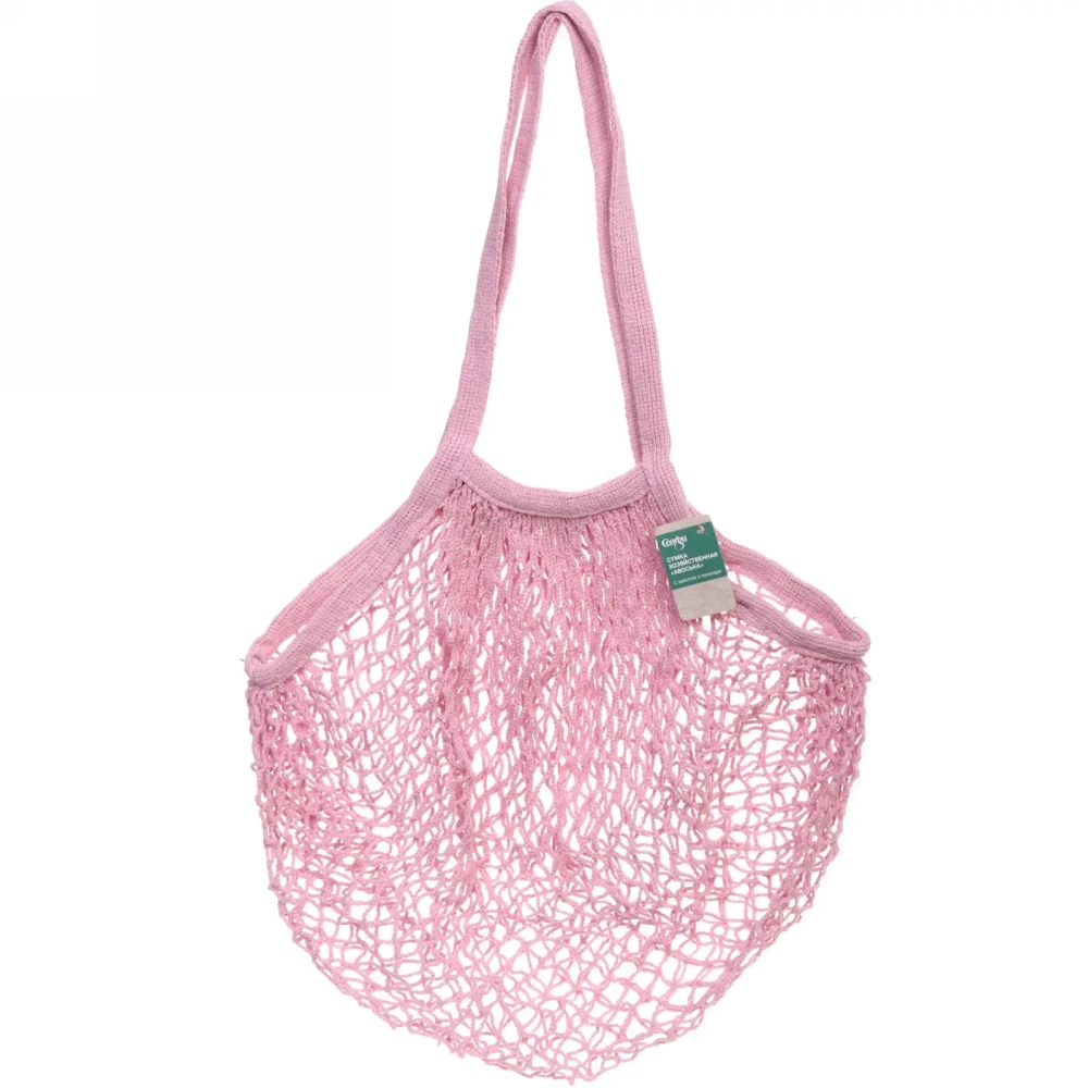 Сумка - шоппер авоська «ТРЕНДИ», цвет пудровая роза, 37*62см (лейбл Селфи)