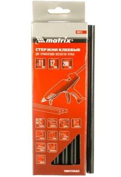 Стержни клеевые, 11 x 200 мм, черные, 12 шт. Matrix 930731