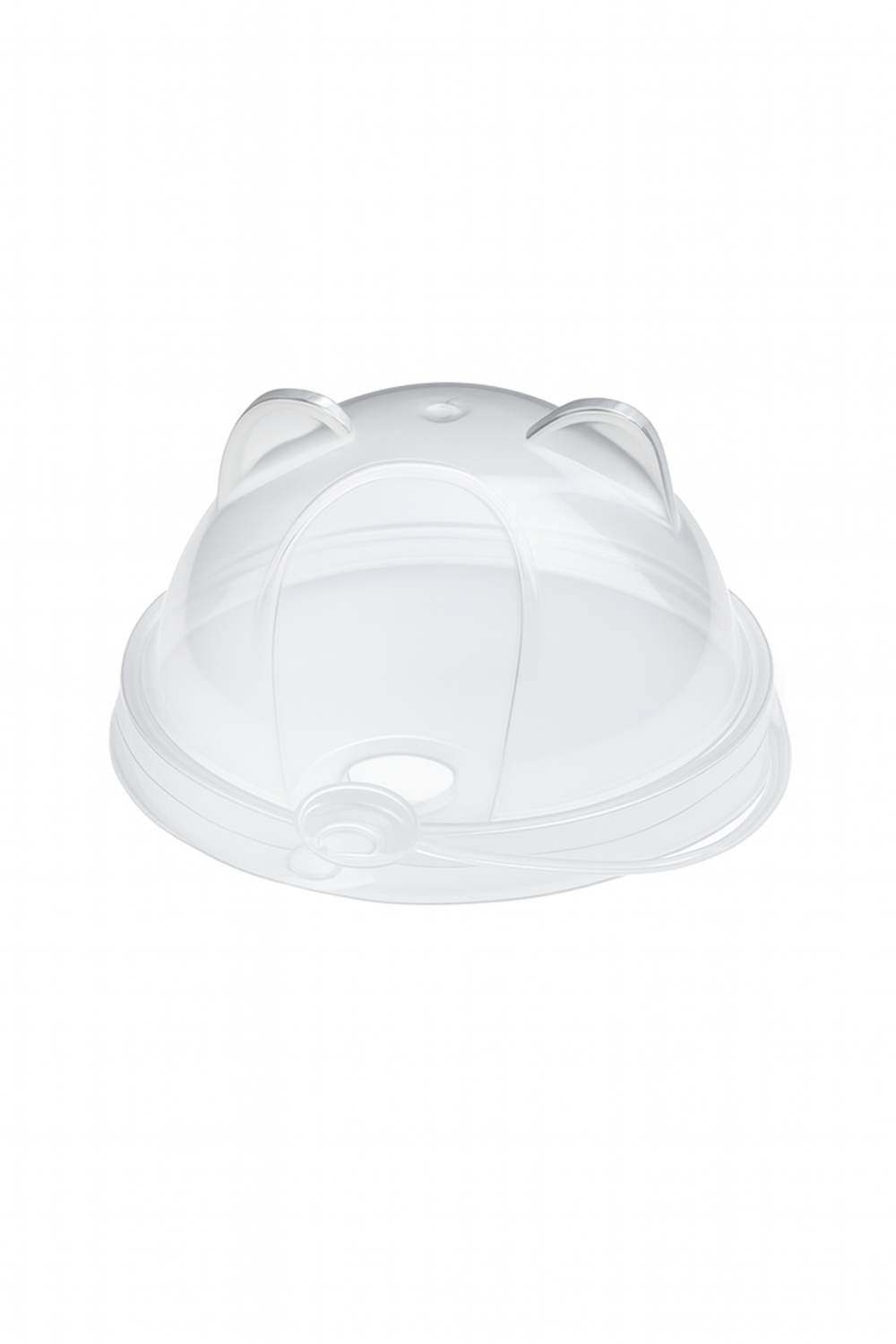 Крышка Bubble CAT 90 мм КУПОЛЬНАЯ (c ушками) Прозрачная (45/900)