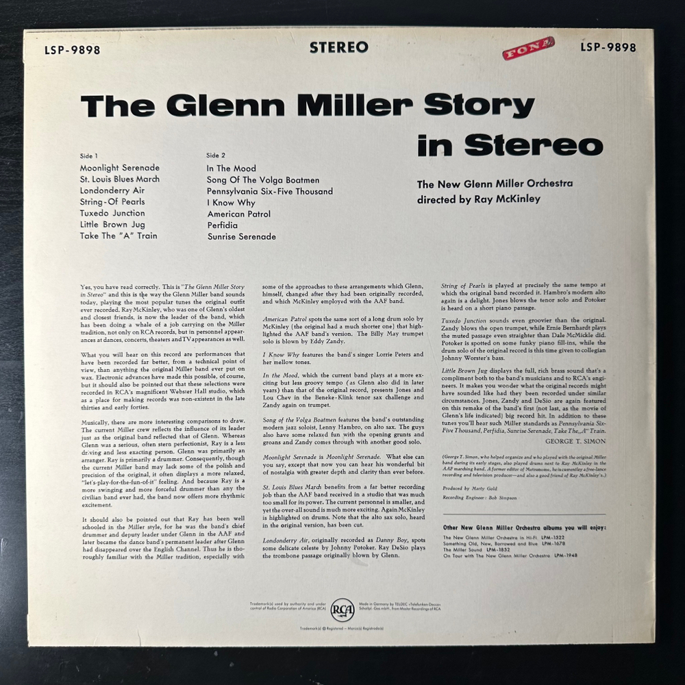 The New Glenn Miller Orchestra - The Glenn Miller Story In Stereo (Германия 1965г.)