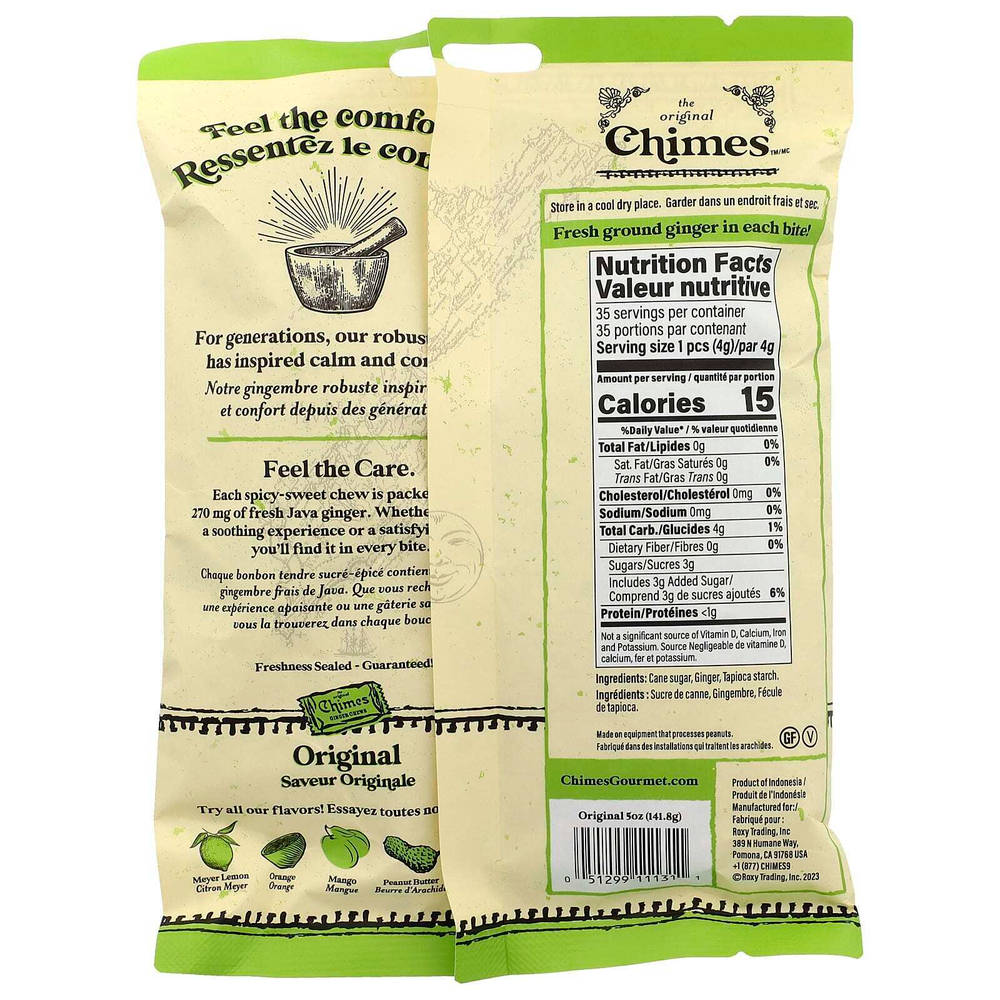 Chimes, имбирные жевательные конфеты, оригинальный вкус, 141,8 г (5 унций)