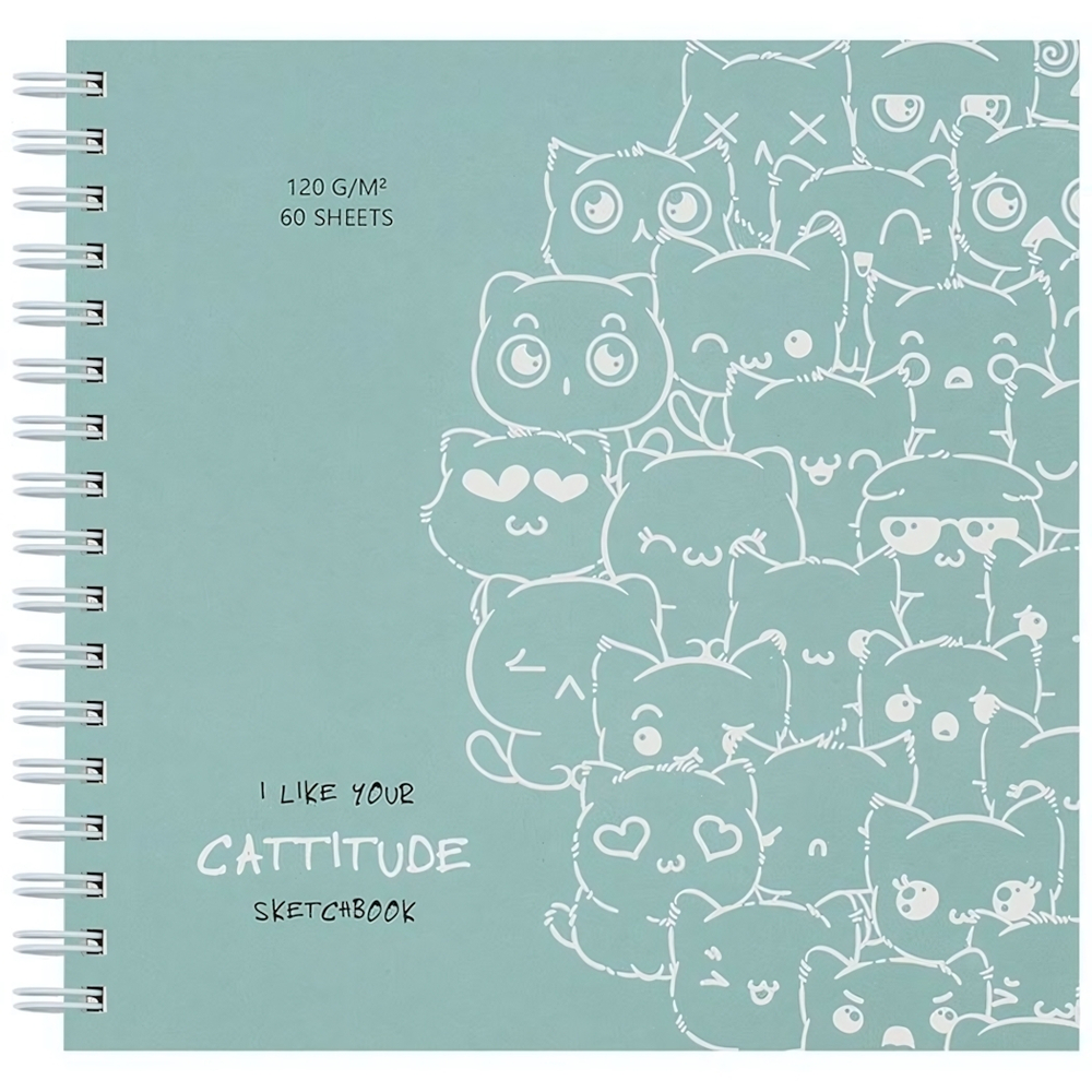Скетчбук 60л. 150*150 на гребне "Cat wave" (Meshu)