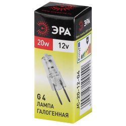 Лампа галогенная ЭРА G4-JC-20W-12V G4 20Вт капсула теплый белый свет | Лампы галогенные Капсульные (G4, G9)