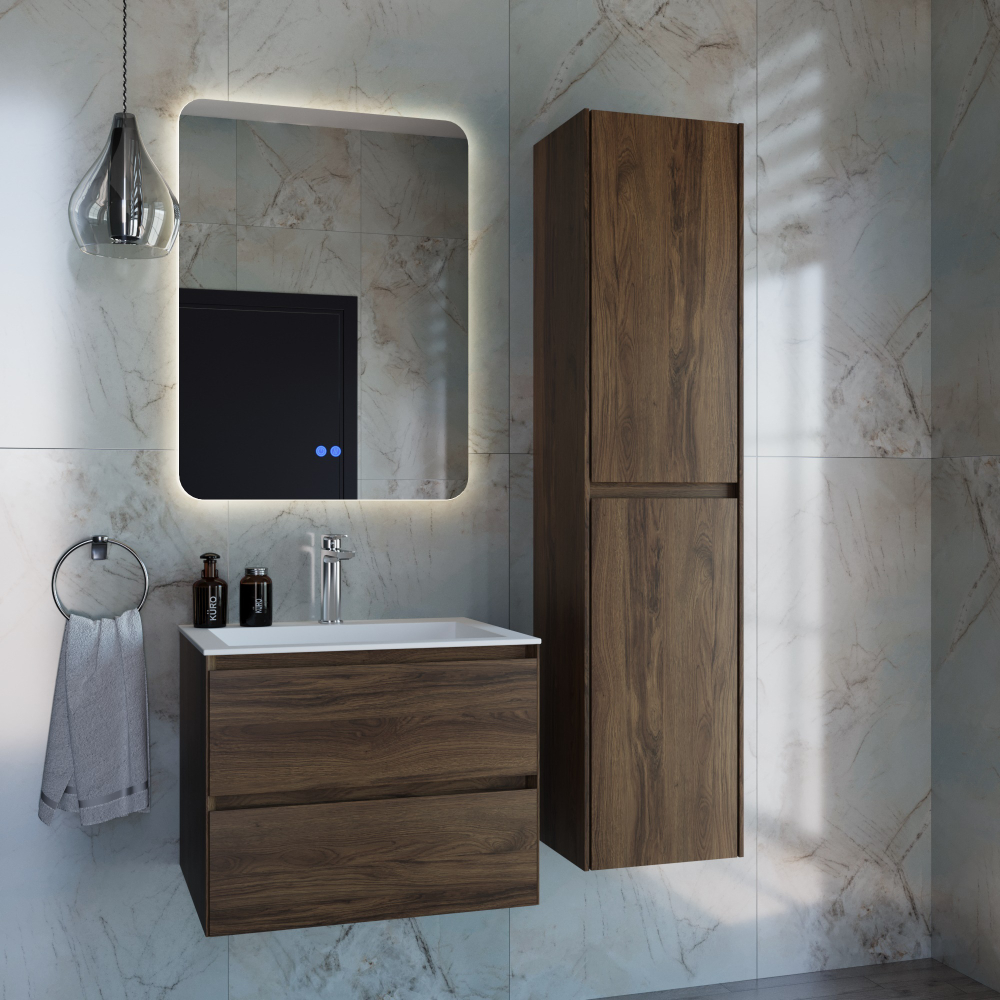 База под раковину Luka 600 подвесная, 2 выкатных ящика soft-close, С.Oak