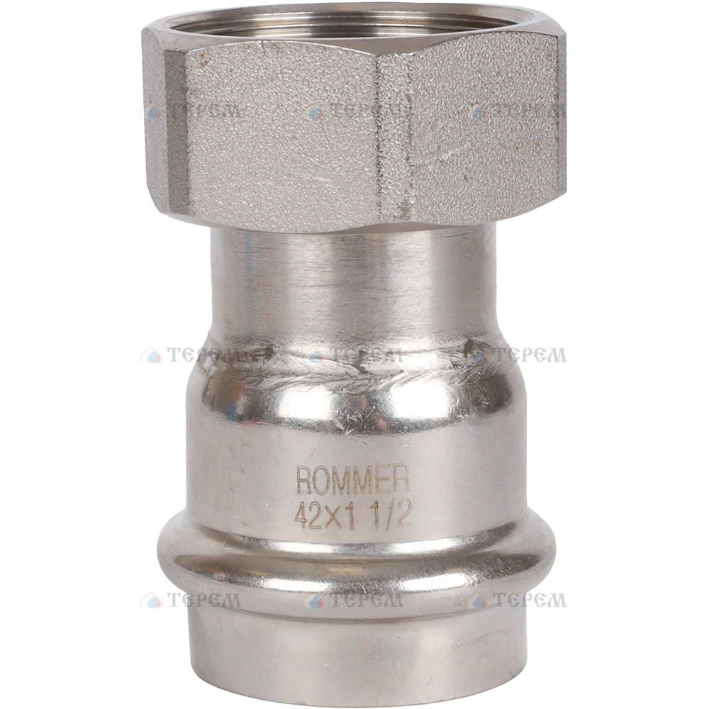 ROMMER RSS-0026-042112 ROMMER Переходник с накидной гайкой-ВР, 42х1 1/2, из нержавеющей стали прессовой