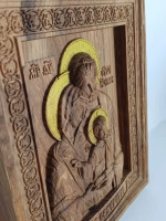 Освященная Икона - панно «Святое семейство» резная из дуба