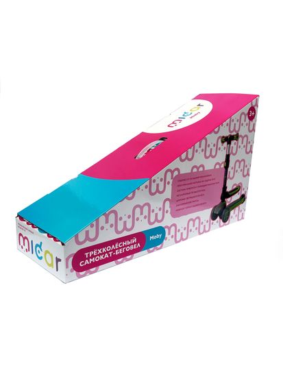 Самокат-беговел со светящимися колёсами 3 в 1 Scooter Micar Moby Black-Yellow