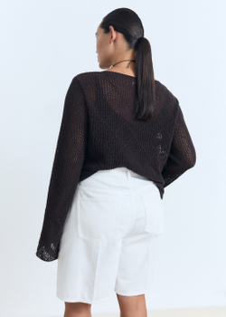 Прямые джинсовые бермуды с высокой посадкой