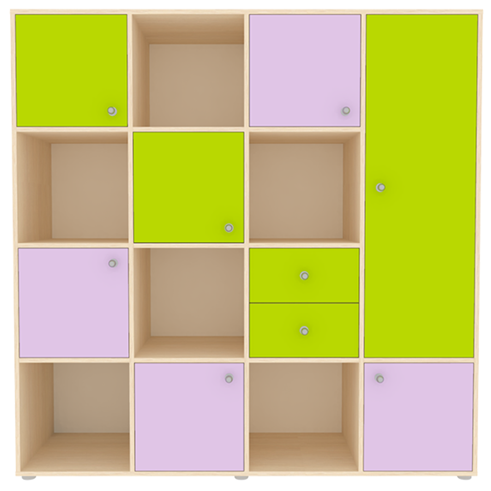 Стеллаж КарИВи Джери 2  Дуб Молочный Ирис Лайм