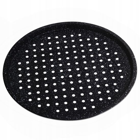 Форма для запекания пиццы с отверстиями Kamille KM 6019M (33 см) из углеродистой стали с мраморным покрытием