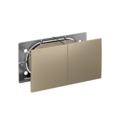 Розетка 2-м СП AtlasDesign 16А IP20 с заземл. защ. шторки со сдвижн. крышкой в сборе шампань SE ATN000528