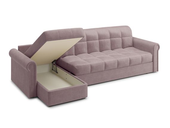 Диван угловой с оттоманкой Палермо 1,8 - Velutto 22 коричневый/кант Velutto 22 коричневый