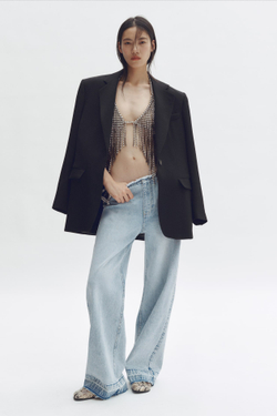 H&M - Stella McCartney Прямые джинсы, украшенные стразами, светло-голубой