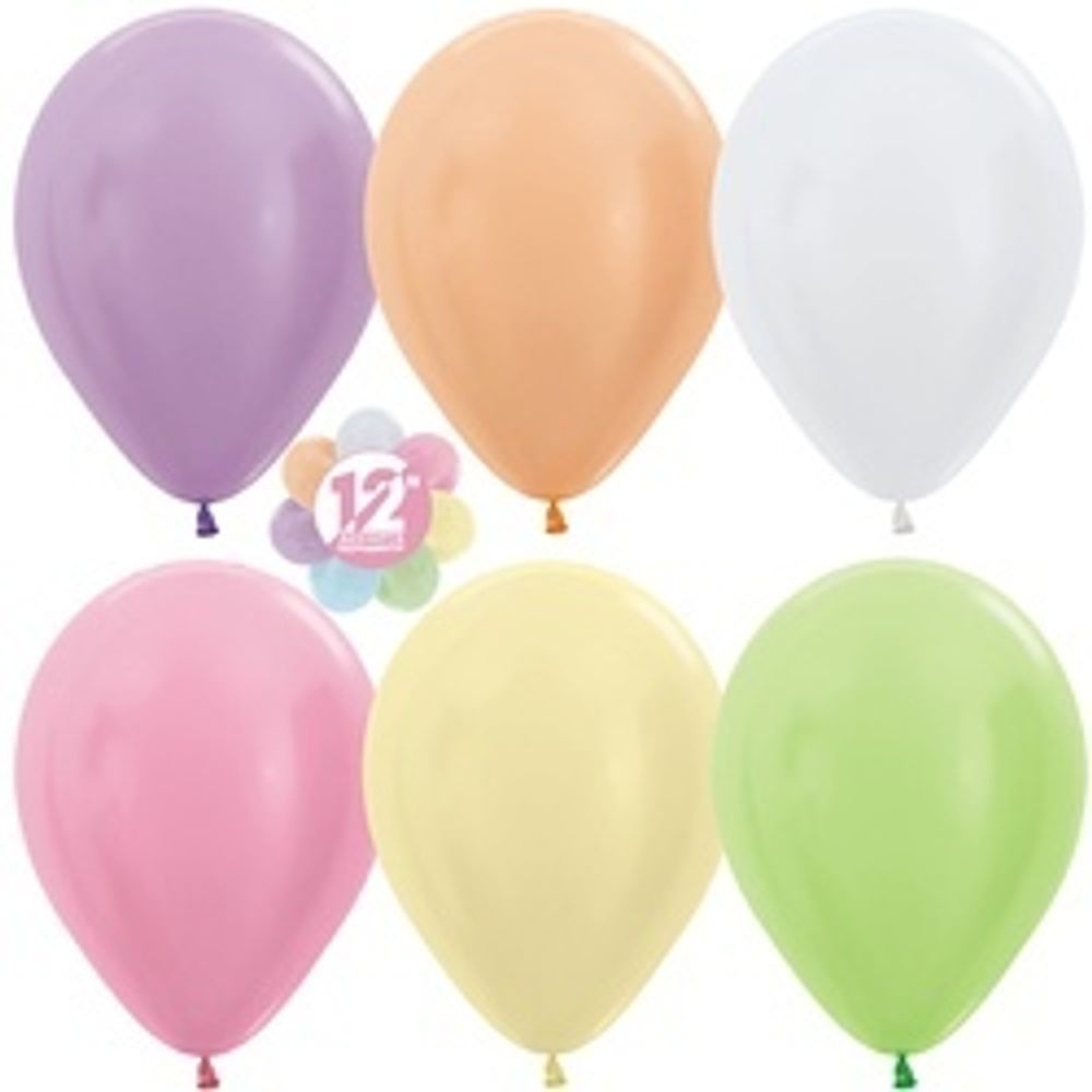 Шар (12"/30 см) Ассорти, перламутр 50 шт.